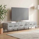 vidaXL Meuble TV Gris béton 147 x 34 5 x 30 cm Bois d'ingénierie