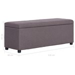 vidaXL Banc avec compartiment de rangement 116 cm Taupe Polyester