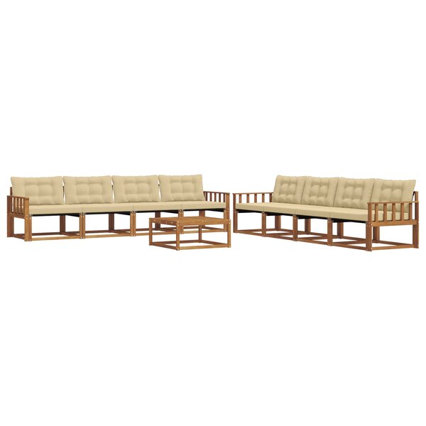 vidaXL Ensemble de canapés d'extérieur 9 Pièces Naturel et Beige