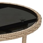 vidaXL Table de jardin Ø60x75 cm Verre trempé/résine tressée Beige