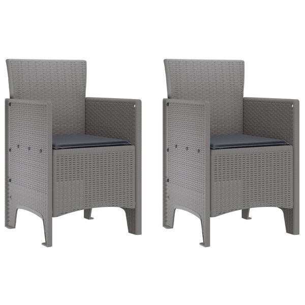 vidaXL Chaises de jardin avec coussins 2 Pièces Gris clair Poly Rattan