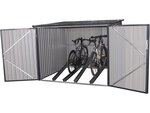 Abri jardin métal 4 vélos - 4 02m² - 203 x 198 x 157/142 cm - Gris