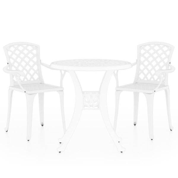 Ensemble de bistro jardin meuble extérieur terrasse 3 pièces aluminium coulé blanc 02_0013502