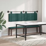 vidaXL Tête de lit suspendue Avec lumière LED Vert foncé Tissu