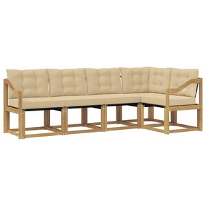 vidaXL Ensemble de canapés d'extérieur 5 Pièces Blanc et Beige