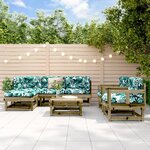 vidaXL Salon de jardin 7 Pièces avec coussins bois de pin imprégné