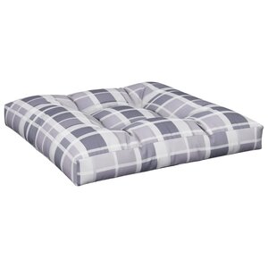 vidaXL Coussin de palette motif à carreaux gris 80x80x12 cm tissu