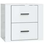 vidaXL Table de chevet murale Blanc brillant 50x36x47 cm