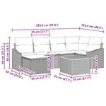 vidaXL Ensemble de Canapé de Jardin 7 Pièces avec Coussins Gris en Rattan Poly