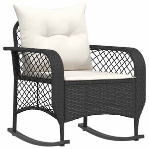 vidaXL Chaise à bascule de jardin avec coussins noir résine tressée