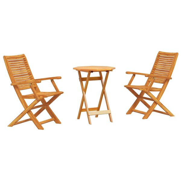 vidaXL Ensemble bistro pliant 3 Pièces Marron Bois d'Acacia Massif