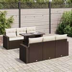 vidaXL Salon de jardin avec coussins 7 Pièces marron résine tressée