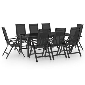 vidaXL Ensemble à manger de jardin 9 Pièces aluminium anthracite