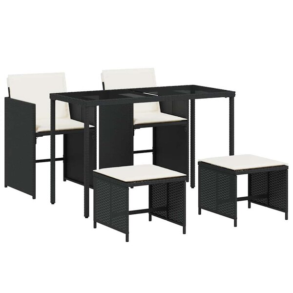 vidaXL Ensemble à manger de jardin coussins 5Pièces Noir Résine tressée