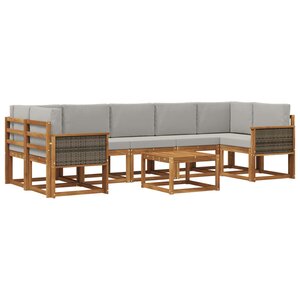 vidaXL Ensemble de canapés d'extérieur 6 Pièces Naturel et gris clair