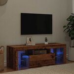 vidaXL Meuble TV avec lumières LED vieux bois bois d'ingénierie