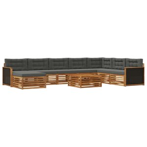 vidaXL Ensemble de canapés d'extérieur 9 pc Naturel et Anthracite