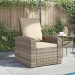 vidaXL Fauteuil inclinable de jardin avec coussins marron clair rotin