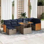 vidaXL Salon de jardin 8Pièces avec coussins marron résine tressée acacia