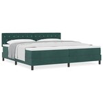 vidaXL Lit à ressorts avec matelas Vert foncé 200 x 200 cm tissu