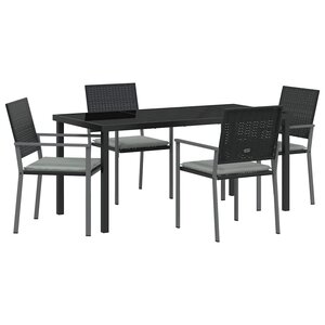 vidaXL Ensemble de salle à manger pour jardin 5 Pièces Noir Poly rotin