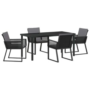 vidaXL Ensemble de salle à manger pour jardin 5 Pièces Noir