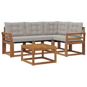 vidaXL Ensemble de canapés d'extérieur 5 pc Gris Naturel et Clair