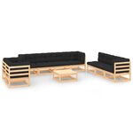 vidaXL Salon de jardin 10 Pièces avec coussins Bois de pin massif