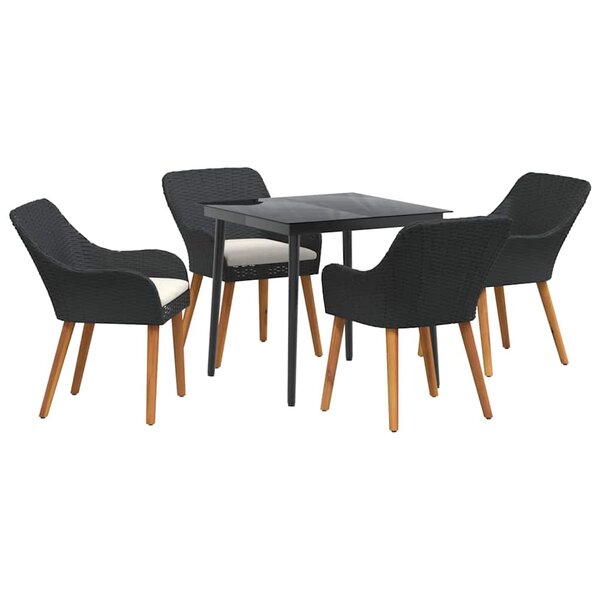 vidaXL Ensemble de salle à manger pour jardin 5 Pièces Noir polyrotin