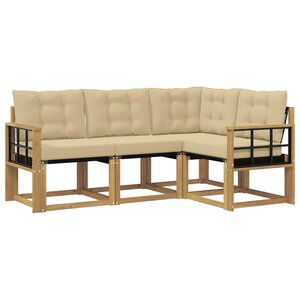 vidaXL Ensemble de canapés d'extérieur 4 Pièces Blanc et Beige
