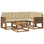 vidaXL Ensemble de canapés d'extérieur 5 Pièces Naturel et Beige