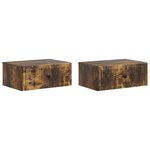 vidaXL Cabinet de chevet 2 Pièces Chêne fumé 49 x 34 5 x 20 cm