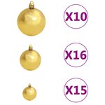 vidaXL Arbre de Noël artificiel pré-éclairé et boules doré 240 cm PET