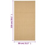 vidaXL Tapis Sisal naturel 80x150 cm