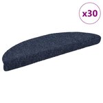 vidaXL Tapis d'escalier autocollants 30 pièces 56 x 17 x 3 cm Bleu Demi-rond