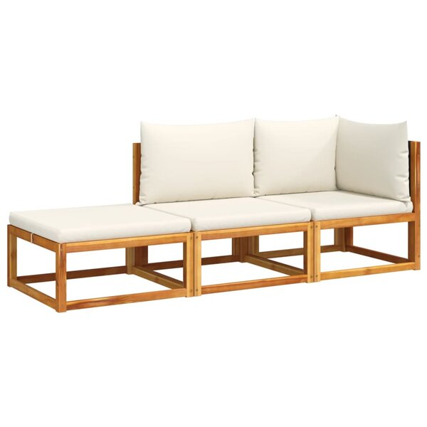 vidaXL Ensemble de canapés de jardin 3 pièces avec coussins en bois d'acacia et rotin