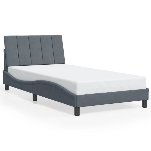 vidaXL Cadre de lit sans matelas Hanko gris foncé 100x200 cm velours