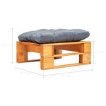 Vidaxl repose-pied palette de jardin et coussin gris marron miel bois