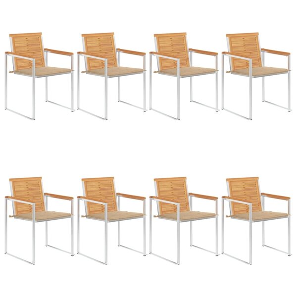 vidaXL Chaises de jardin 8 Pièces avec coussins Bois de teck massif