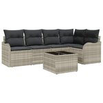 vidaXL Ensemble de canapé de jardin 6 Pièces Gris clair Poly rotin