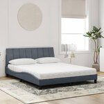 vidaXL Lit avec matelas Hanko gris foncé 160x200 cm velours