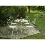 Lot de 4 Fauteuils de jardin romantique empilable en fer forgé - Blanc