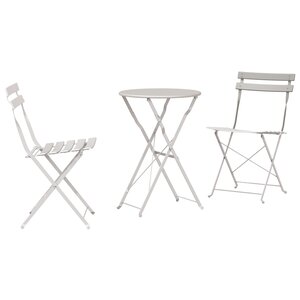 Set de bistro pliable 3 pièces beige en acier