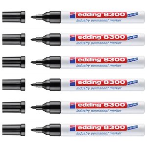Marqueur Permanent Spécial Industrie 8300 Noir Pointe Ronde 1 5-3 mm x 6 EDDING