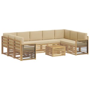 vidaXL Ensembles de canapés 10 Pièces Blanc et Beige 59 x 59 x 37 cm