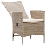 Vidaxl chaises d'extérieur 2 pièces avec coussins résine tressée beige