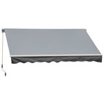 Store banne manuel rétractable aluminium polyester imperméabilisé 3 5L x 2 5l m gris