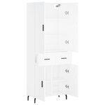 vidaXL Buffet haut Blanc 69 5x34x180 cm Bois d'ingénierie