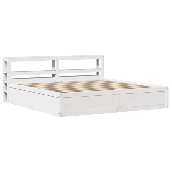 vidaXL Cadre de lit et tête de lit blanc 200x200 cm bois de pin massif