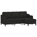 vidaXL Canapé à 3 places avec repose-pieds Noir 180 cm Tissu